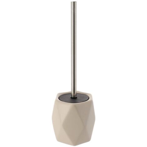 Toilettenbürste aus steinzeug mit rautenförmigem stiel aus rostfreiem stahl - taupe - Tendance