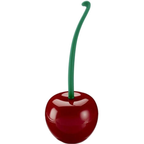 Toilettenbürste „Kirschblüte“ – Reinigungsset mit langem Griff und weichen Borsten – Weinrotes Kunstharz – 38 cm