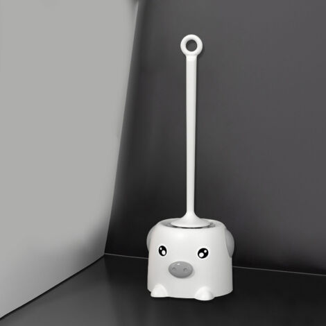 Toilettenbürste mit Cartoon-Motiv, ohne Montageaufwand, mit langem Griff und weichen Borsten, aus robustem Kunststoff, weiß, 1 Stück