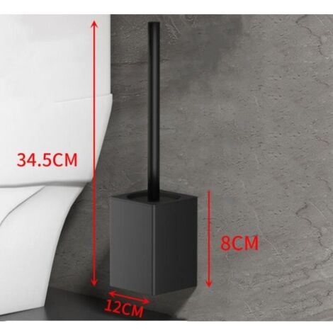 Toilettenbürste Space Aluminium Toilettenbürste ohne tote Ecke Geschirrspüler Wandbürste ohne Perforation Home Toilettenreinigung, schwarz