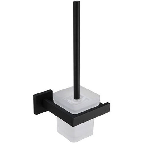 Toilettenbürstenhalter und Glashalter, wandmontierte Toilettenbürste aus Edelstahl 304, schwarz satiniert, für Badezimmer (Bürste im Lieferumfang enthalten)