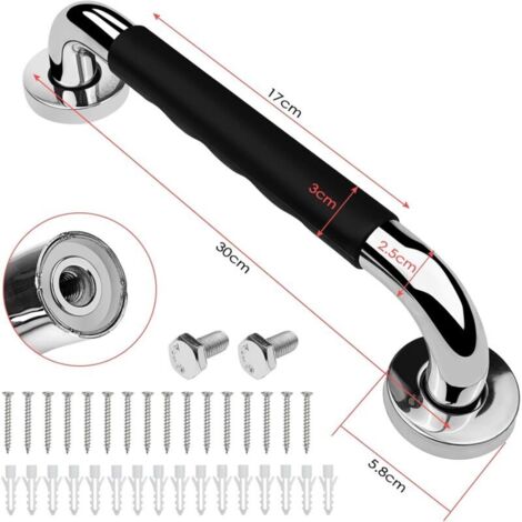 Toilettenhaltegriff, 2er-Set, 30 cm, rutschfester Haltegriff fürs Badezimmer, Duschgriff aus Edelstahl für Senioren/Menschen mit Behinderung/Kinder/Schwangere
