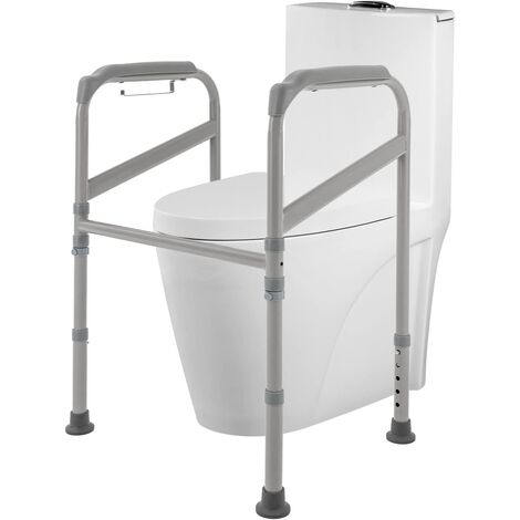 Toilettenhalter, Toilettenrahmen, Toilettenstuhl, Aufrichthilfe für die Toilette, höhenverstellbar mit rutschfestem Griff, Bodenmatte, Belastbarkeit 200 kg, für Personen