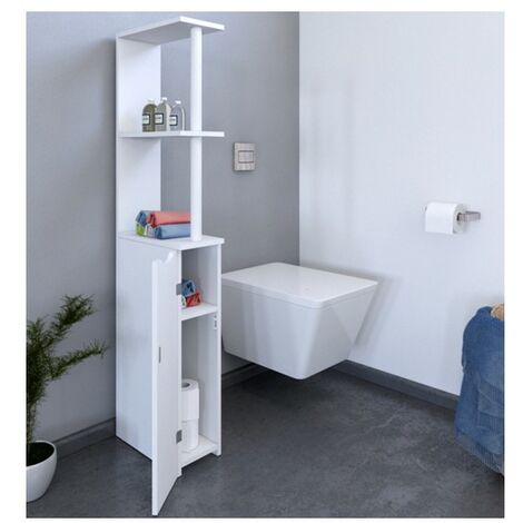 Toilettenmöbel SIBERIA 1 Tür - 2 Nischen / Weiß/ 15x30x119