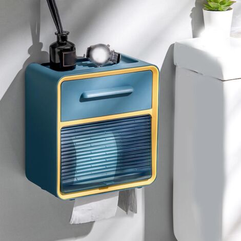 [Toilettenpapier-Aufbewahrungsbox] [Modernes, schlichtes Design] [Doppelstöckig & kein Bohren erforderlich] Wandmontierter Toilettenpapierhalter mit praktischer Aufbewahrung