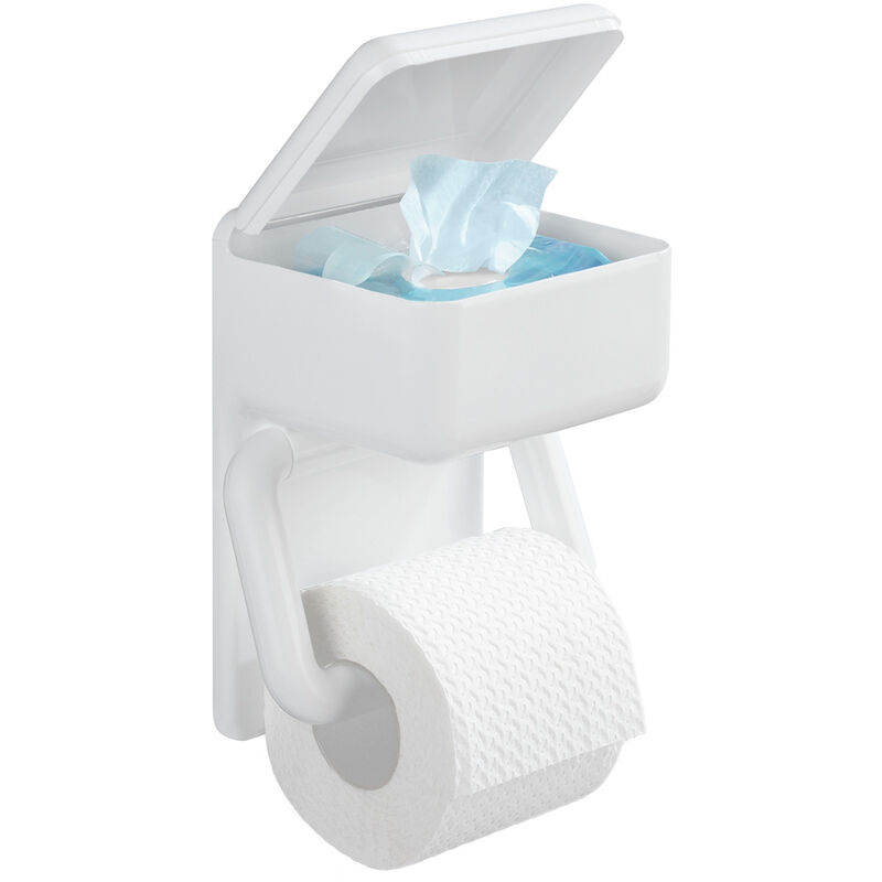 

Portarrollos de papel higiénico con repisa para pañuelos desechables - Wenko