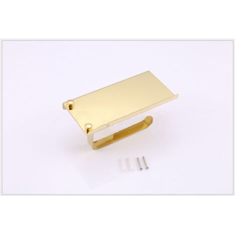 Toilettenpapierhalter aus Edelstahl, Wandmontage, Papierhalter, gebürsteter Edelstahl, Gold-Finish, 18 x 9 x 6,5 cm