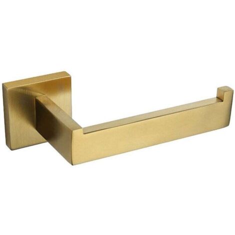 Toilettenpapierhalter aus gebürstetem Messing, Toilettenpapierrollenhalter aus Edelstahl für Bad und Küche, Gold (quadratisch)