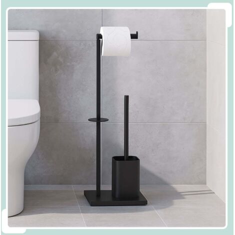 Toilettenpapierhalter aus metall mit burste - freistehendes design