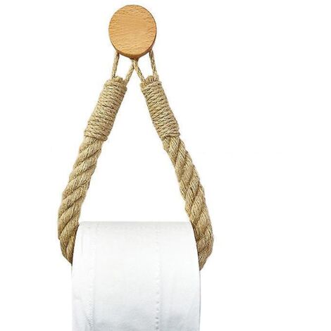 Toilettenpapierhalter aus Sisal, Vintage-Toilettenpapierhalter aus Sisalholz fürs Badezimmer