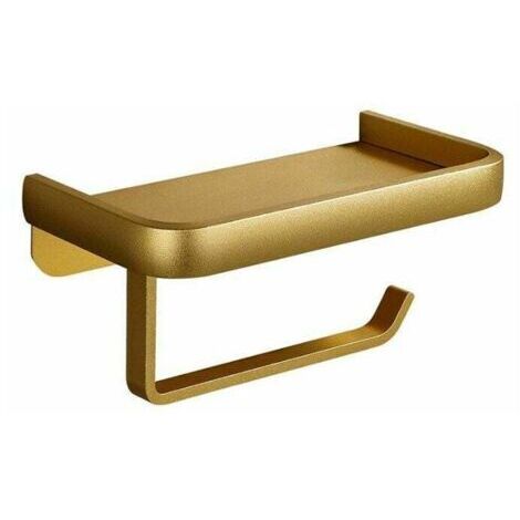 Toilettenpapierhalter Badezimmer ohne Stanzen Wandmontage Papier Toilettenpapierrolle (Doppelschicht und Gold)