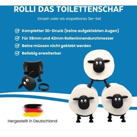 Toilettenpapierhalter für 38- und 42-mm-Rollen – Schaf – 3er-Pack