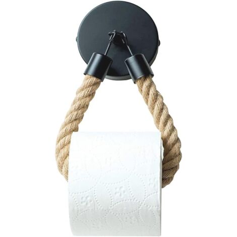 Toilettenpapierhalter, Hanfseil-Handtuchhalter für Bad und Küche, Badezimmerpapierhalter, Toilettenpapierhalter (schwarz)