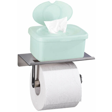 Toilettenpapierhalter mit Ablage, Edelstahl