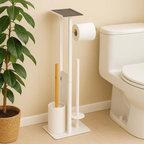 Toilettenpapierhalter mit ablage - metall bambus