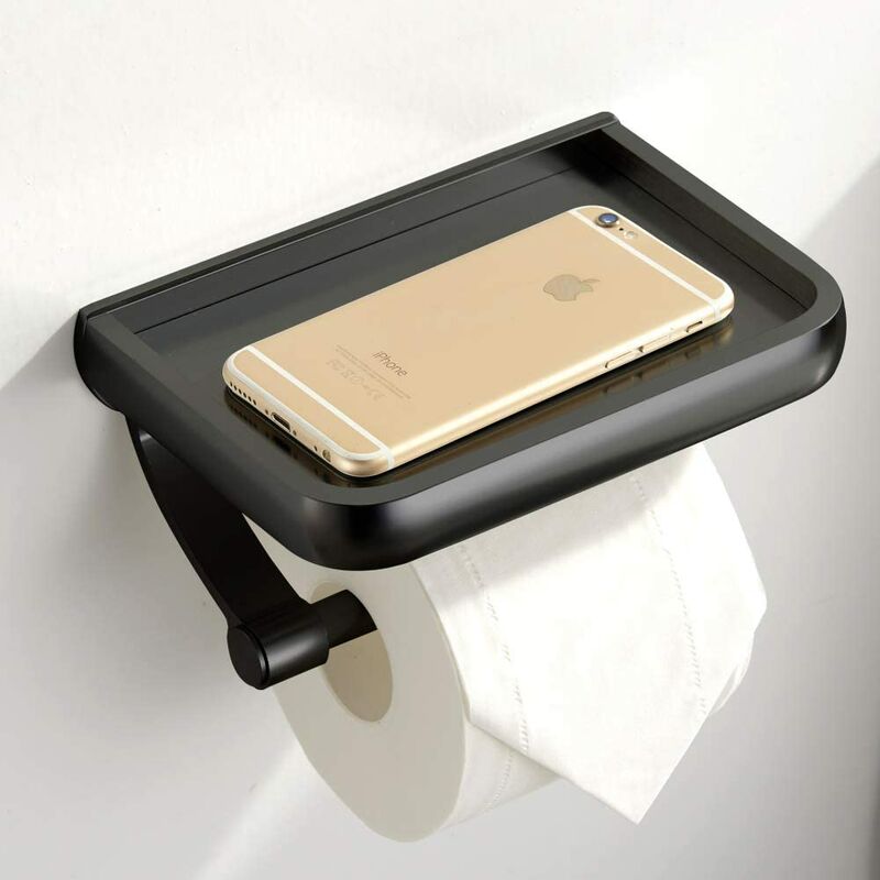 Toilettenpapierhalter Wandmontage mit Handyhalter Ablage aus Alumimum 