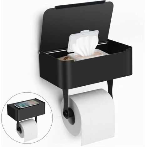 Toilettenpapierhalter mit Ablage, Wandmontage aus Edelstahl SUS304/Klebe-Toilettenpapierhalter, Spender für Einwegtücher zur Aufbewahrung von Badezimmertüchern