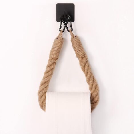 Toilettenpapierhalter, OYEFLY Handtuchhalter aus Hanfseil für Badezimmer und Küche, Badezimmerpapierhalter, Toilettenpapierhalter (schwarz)