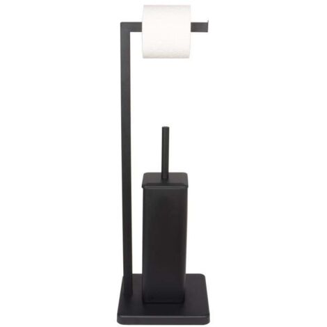 Toilettenpapierhalter stehend mit Toilettenbürste - 20x63cm - schwarz