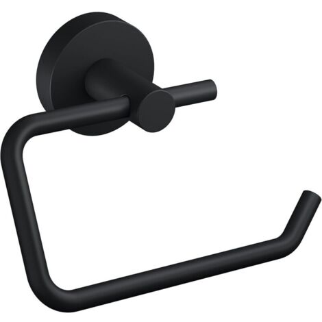 Toilettenpapierrollenhalter, mattschwarz – Deckelloser Spender für moderne und industriell gestaltete Badezimmer – Kein Bohren erforderlich – 99 mm x 140 mm x 53 mm