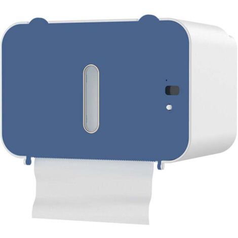 Toilettenpapierspender, intelligente Erkennung und automatische Ausgabe, kein Bohren erforderlich, auslaufsicher, Wandmontage, blau