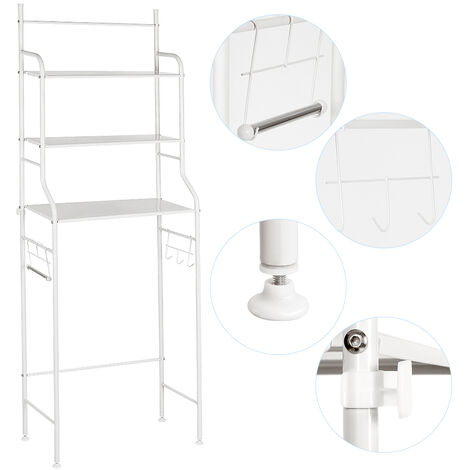 Toilettenregal mit 3 Ablagen, Waschmaschinen-Regal Ständer WC-Regal ,Waschmaschinenüberbau Badregal, Weiß,157*55*26cm