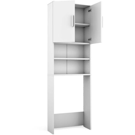 Toilettenschrank , Weiß, 64 x 190 cm mit 2 Türen, Vicco