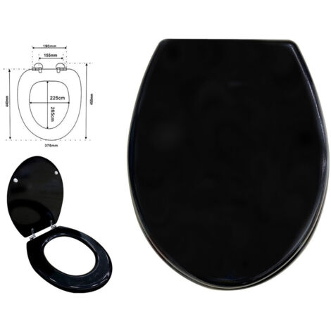 TOILETTENSITZDECKEL UNIVERSAL WC-SITZ STAHLSCHARNIERE SCHWARZ 52970A