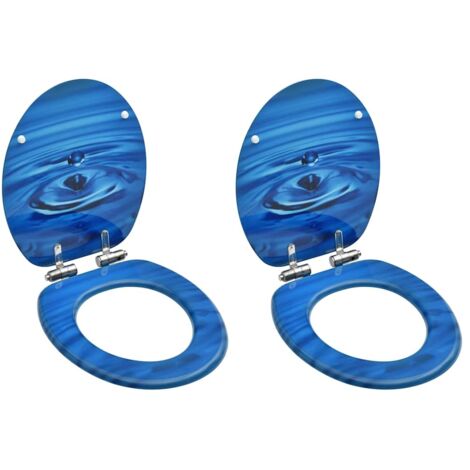 Toilettensitze Soft-Close-Deckel 2 Stk. MDF Blau Wassertropfen