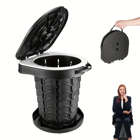 Toilettes de camping pliables avec couvercle, tabouret rétractable et réglable, siège de pêche et 10 sacs de toilette écologiques inclus.