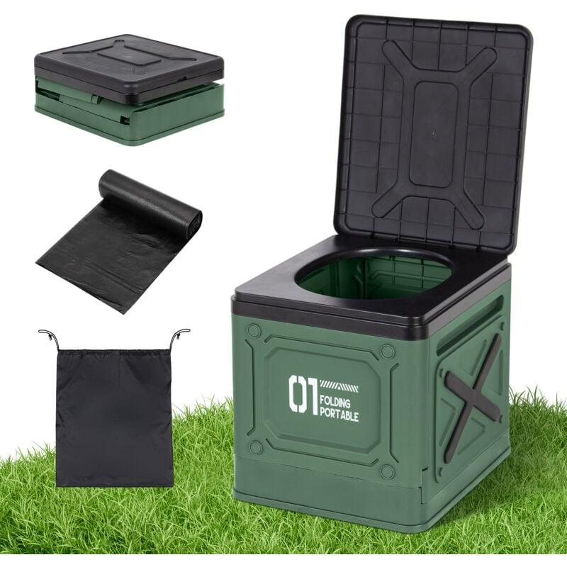 Leogreen - Toilettes de Camping Pliables avec Sac de Rangement et 12 Sacs Poubelles, Toilette Portable Voiture, wc Portable Toilette Seche