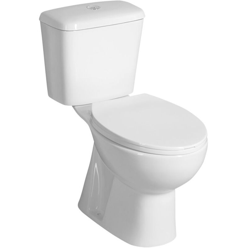 Aqualine - Toilettes monobloc manuel, double chasse d'eau à bouton-poussoir 3/6 l, blanc