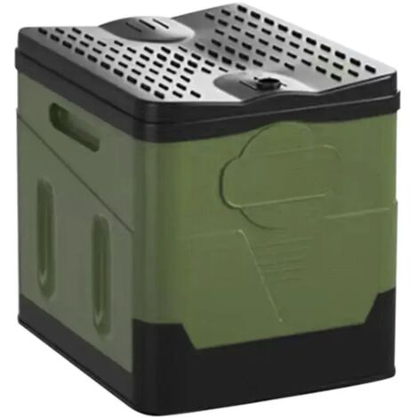 Toilettes pliables d'extérieur (vert armée) - Toilettes portables de camping et d'urgence - Poubelle robuste et réutilisable - Boîte de rangement anti-odeurs pour voiture de tourisme