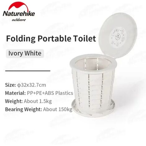 Toilettes pliantes (blanc ivoire) pour le camping, les voyages et les déplacements en voiture. Poubelle portable ultralégère d'urgence, supportant jusqu'à 150 kg.