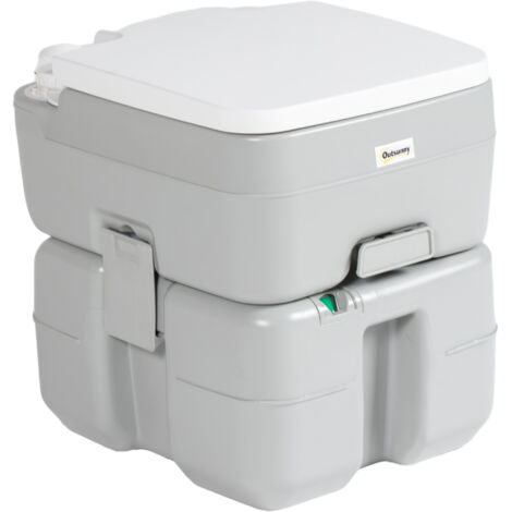 Toilettes portables de 20L avec indicateur de niveau Charge 150 kg pour le camping Caravane Bateau pour personnes âgées 33x40x43 cm Gris
