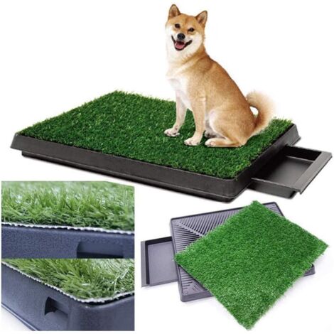 Toilettes pour Chat pour Petits et Grands Chiens, 62.5 x 50.8 cm, avec Gazon-Artificiel Durable, Facile à Nettoyer, Convient pour Balcon Jardin Toilette