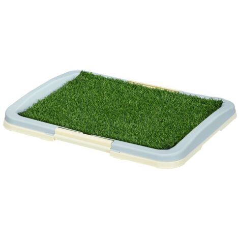 Toilettes pour chiots Chiots toilettes pour chiens,2 couches,gazon artificiel,réutilisable,63 x 48,5 x 6 cm,vert + blanc