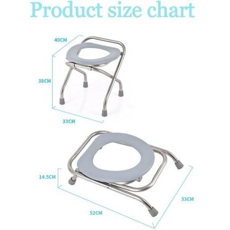 Toilettes pour personnes âgées, chaises de toilette portables, tabourets pour femmes enceintes et chaises pliantes robustes et durables en acier inoxydable.