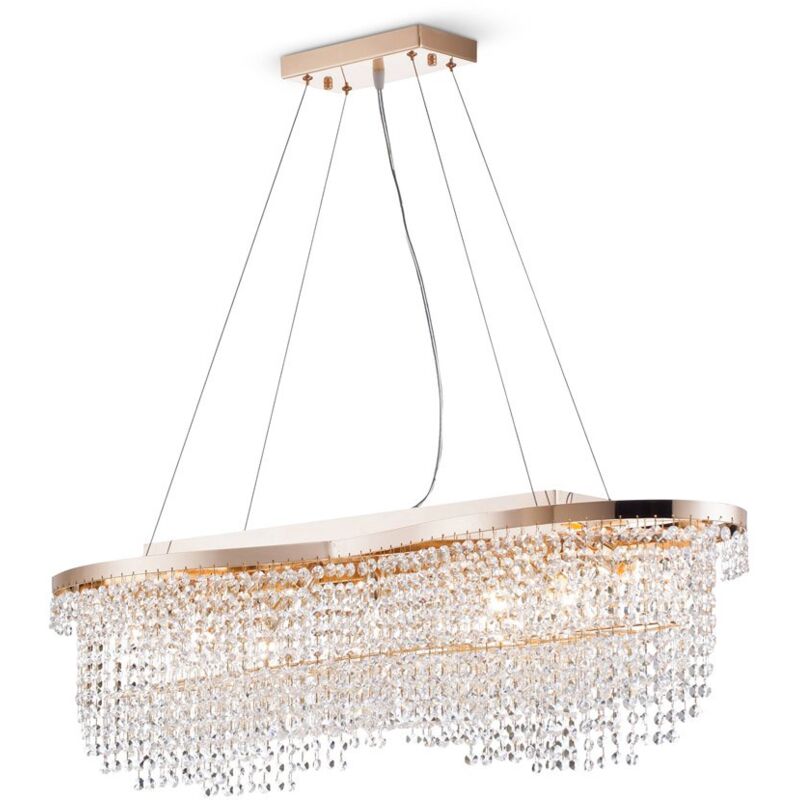 Lampadario Classico Toils Metallo Oro 7 Luci Diffusori Vetro