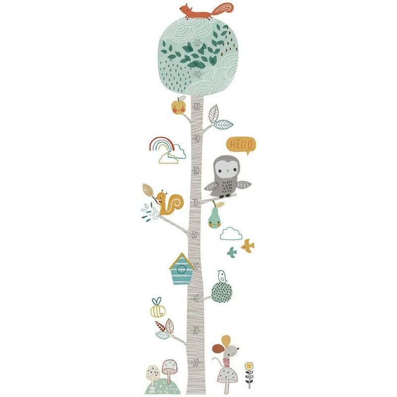 Toise de mesure DIY pour chambre d'enfant - Sticker mural en PVC - Motif : arbre - Multicolore - 120 cm
