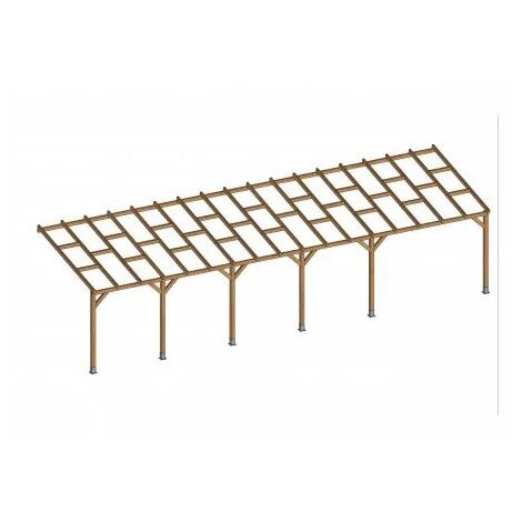 Toit Couv'Terrasse® en bois 3x10,4 m - Sans toit polycarbonate