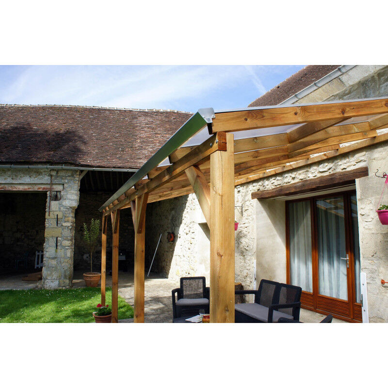 Chalet&jardin - Toit Couv'Terrasse bois 3x5,5m - avec toit
