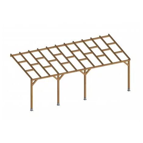 Toit Couv'Terrasse® en bois 3x6,8 m - Sans toit polycarbonate