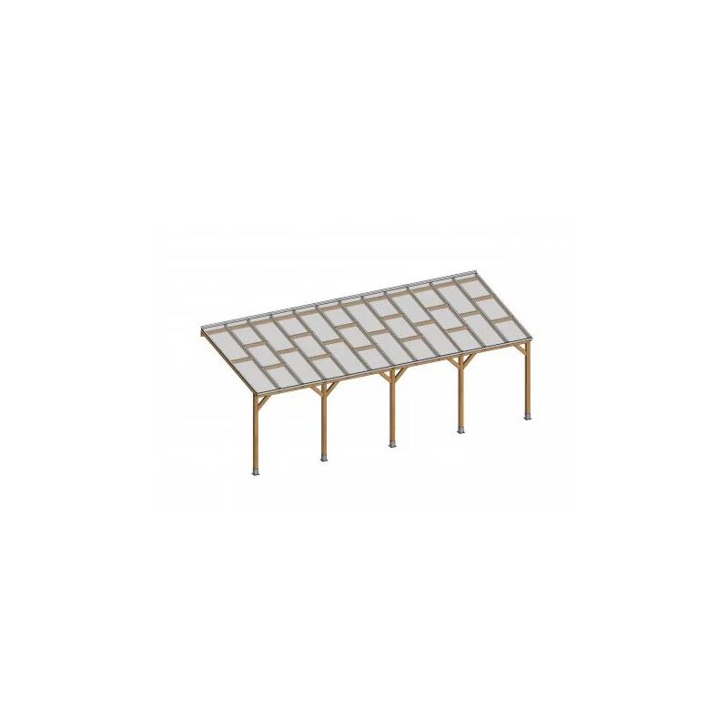 Toit Couv'Terrasse® en bois 3x7,4 m - Avec toit polycarbonate
