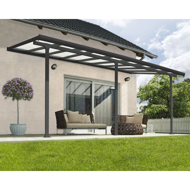 Toit couv terrasse feria 3 x 5m - Gris - Canopia By Palram