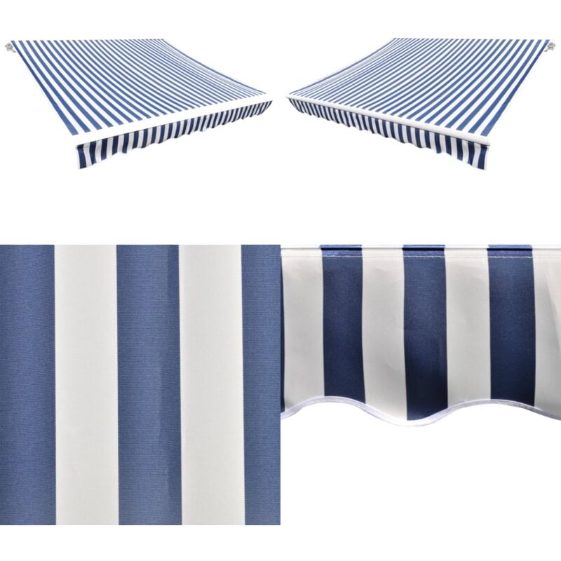 Vidaxl - Toit d'auvent toile bleu et blanc 3 x 2,5 m (cadre non inclus) - Toiture D'extérieur - Auvent - Parasol - Abri Solaire - Protection Solaire
