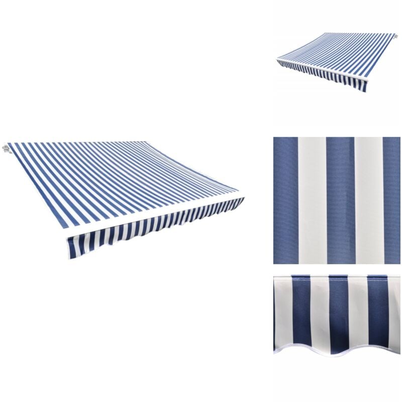 Vidaxl - Toit d'auvent Toile Bleu et blanc 4x3 m (Cadre non inclus) - Toiture D'extérieur - Auvent Pliable - Parasol - Abri Solaire - Protection