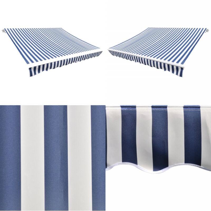 Vidaxl - Toit d'auvent Toile Bleu et blanc 4x3 m (Cadre non inclus) - Toiture D'extérieur - Auvent Pliable - Parasol - Abri Solaire - Protection