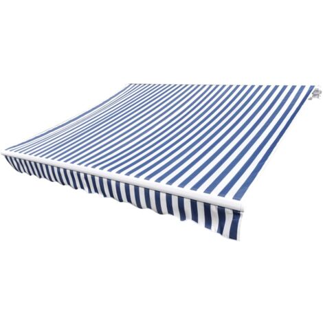 Toit d'auvent Toile Bleu et blanc 6x3 m (Cadre non inclus)