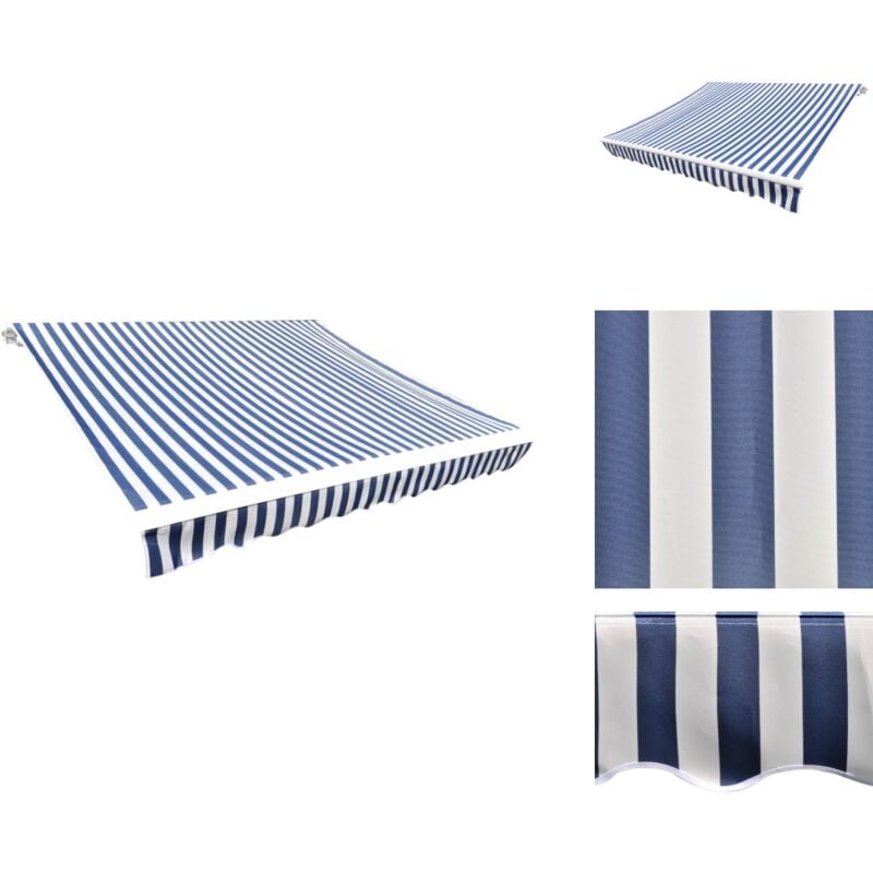 Vidaxl - Toit d'auvent Toile Bleu et blanc 6x3 m (Cadre non inclus) - Toiture D'auvent - Auvent - Parasol - Abri Solaire - Protection Solaire
